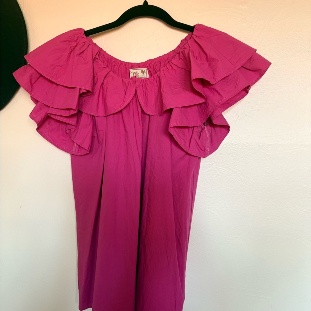 Pink Ruffled Off-Shoulder Top